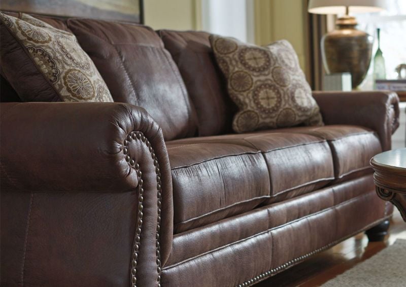 Espresso Breville Sofa Set by Ashley Furniture Showing the Sofa at an Angle | Home Furniture Plus Bedding