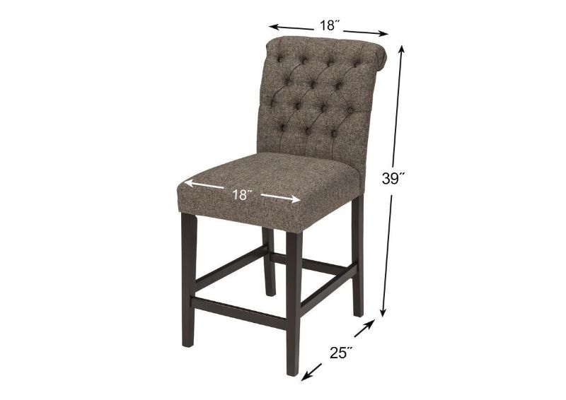 Tripton 24 Inch Warm Gray Upholstered Bar Stool by Ashley Showing the Dimensions | Home Furniture Plus Bedding