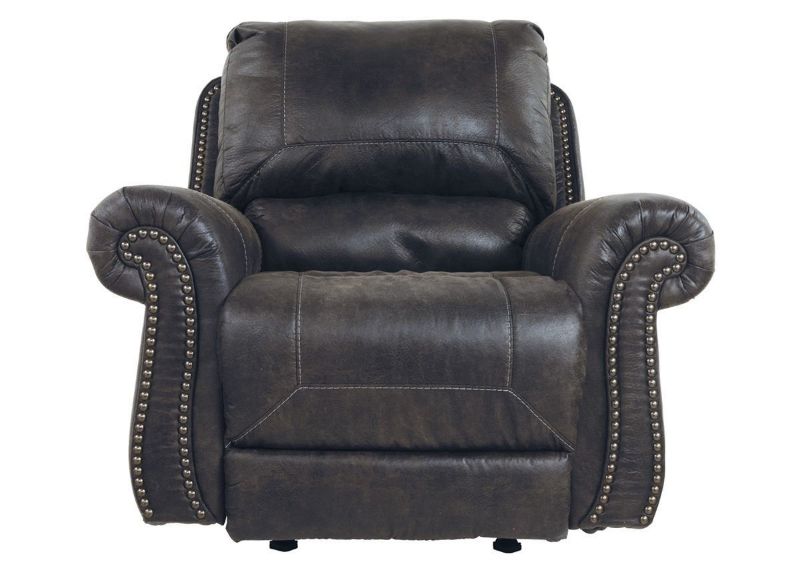 Charcoal Gray Breville Rocker Recliner by Ashley Furniture Showing the Front View | Home Furniture Plus Bedding