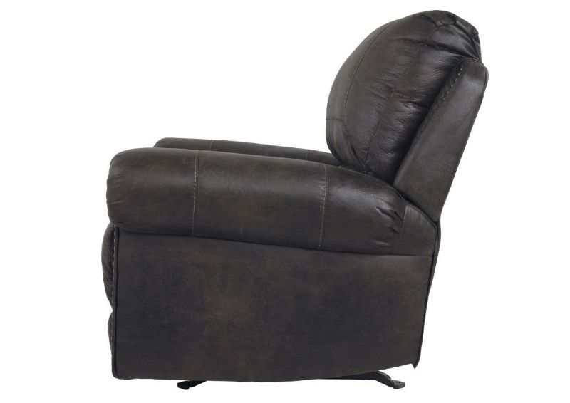 Charcoal Gray Breville Rocker Recliner by Ashley Furniture Showing the Side View | Home Furniture Plus Bedding