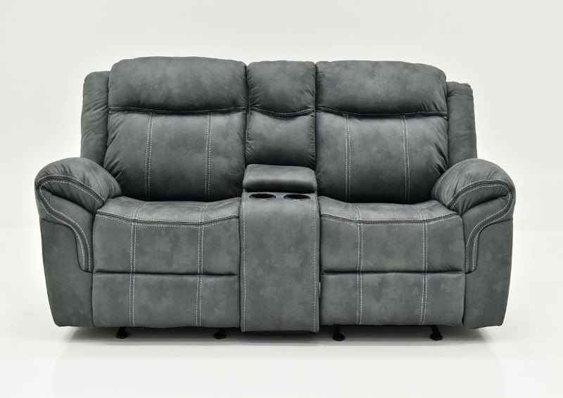 Gray Sorrento Reclining Glider Loveseat By Lane Furniture Showing the Front View | Home Furniture Plus Bedding