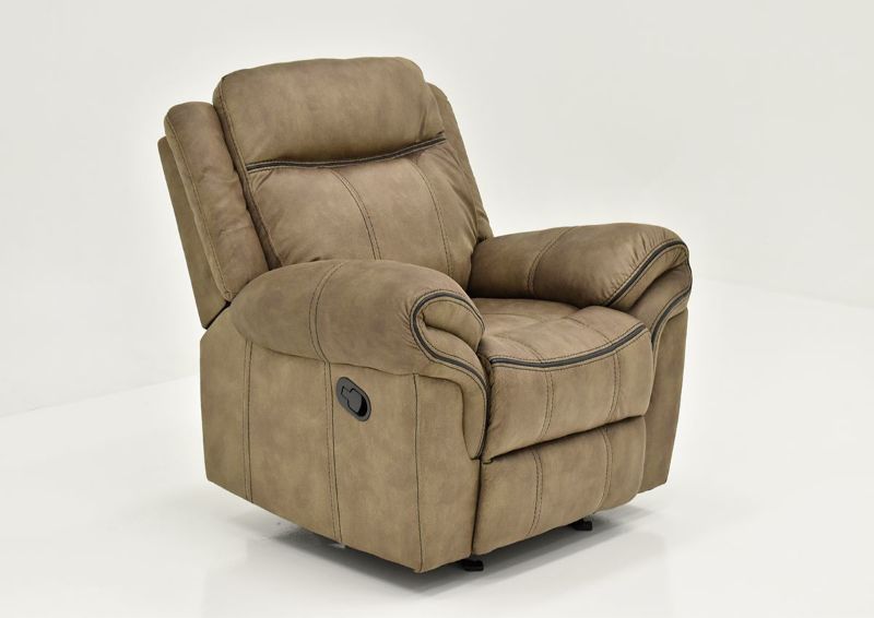 Brown Sorrento Glider Recliner By Lane Furniture Showing the Angle View | Home Furniture Plus Bedding