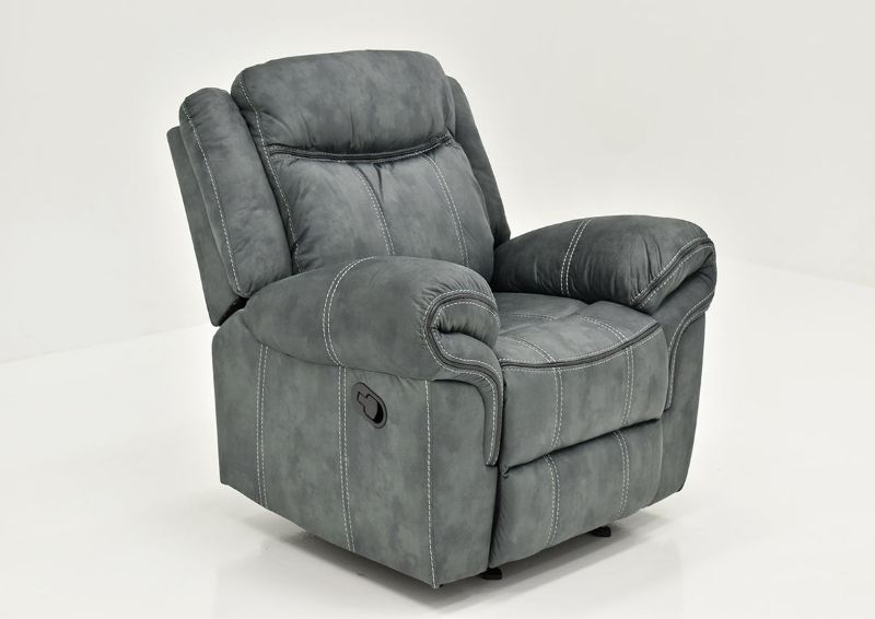 Gray Sorrento Glider Recliner By Lane Furniture Showing the Angle View | Home Furniture Plus Bedding