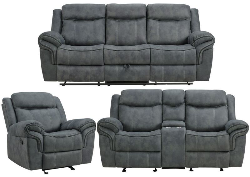 Gray Sorrento Reclining Sofa Set by Lane Showing the Group, Made in the USA | Home Furniture Plus Bedding