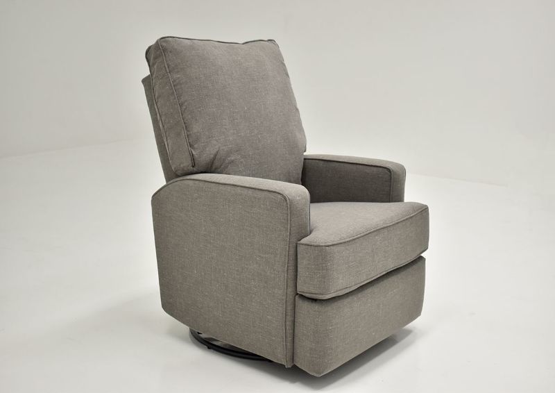 Gray Kersey Swivel Glider Recliner by Best Home Furnishings Showing the Angle View, Made in the USA | Home Furniture Plus Bedding
