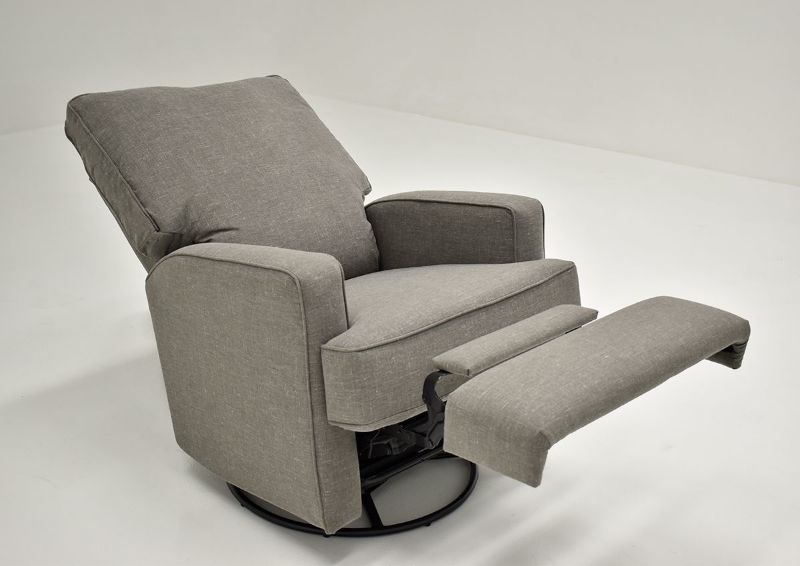 Gray Kersey Swivel Glider Recliner by Best Home Furnishings Showing the Angle View Fully Reclined, Made in the USA | Home Furniture Plus Bedding