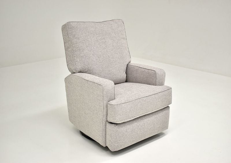 Light Gray Kersey Swivel Glider Recliner by Best Home Furnishings Showing the Angle View, Made in the USA | Home Furniture Plus Bedding