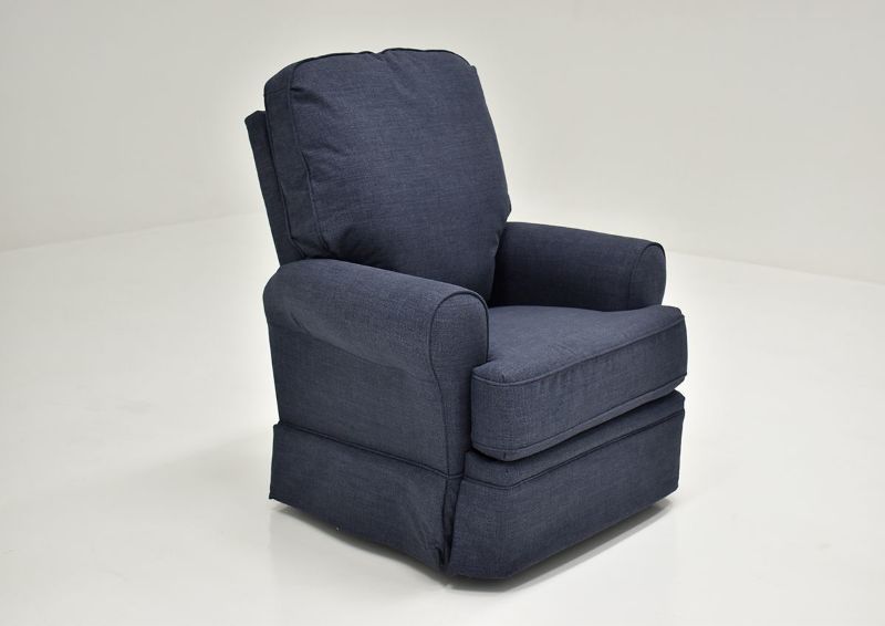 Navy Blue Juliana Swivel Glider Recliner by Best Home Furnishings Showing the Angle View, Made in the USA | Home Furniture Plus Bedding