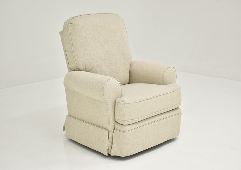 Off White Juliana Swivel Glider Recliner by Best Home Furnishings Showing the Angle View, Made in the USA | Home Furniture Plus Bedding
