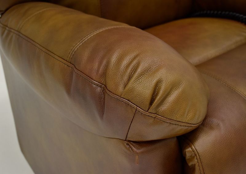 Soft Brown Zaynah POWER Lift Leather Recliner by Best Home Furnishings Showing the Pillow Arm Detail, Made in the USA | Home Furniture Plus Bedding