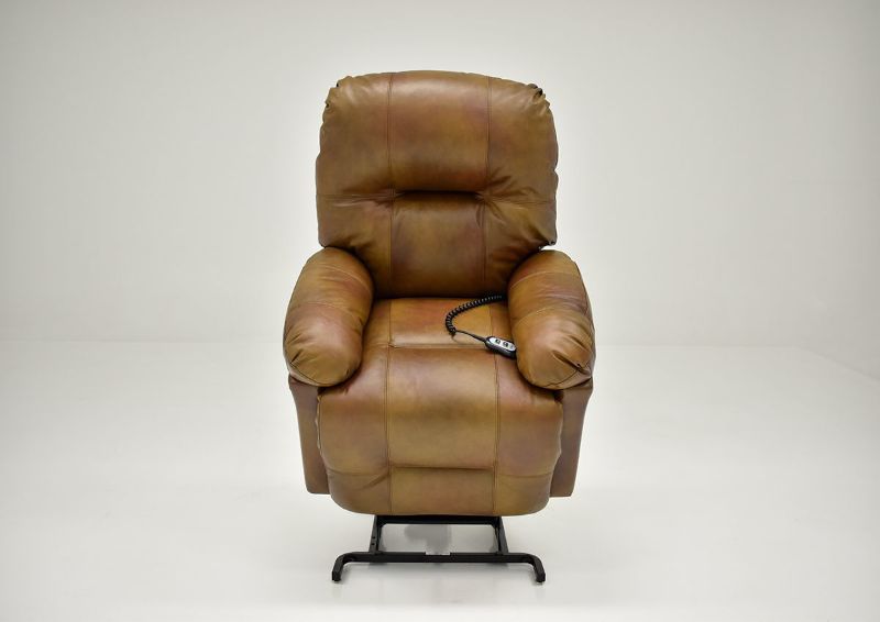 Soft Brown Zaynah POWER Lift Leather Recliner by Best Home Furnishings Showing the Front View in the Up Position, Made in the USA | Home Furniture Plus Bedding