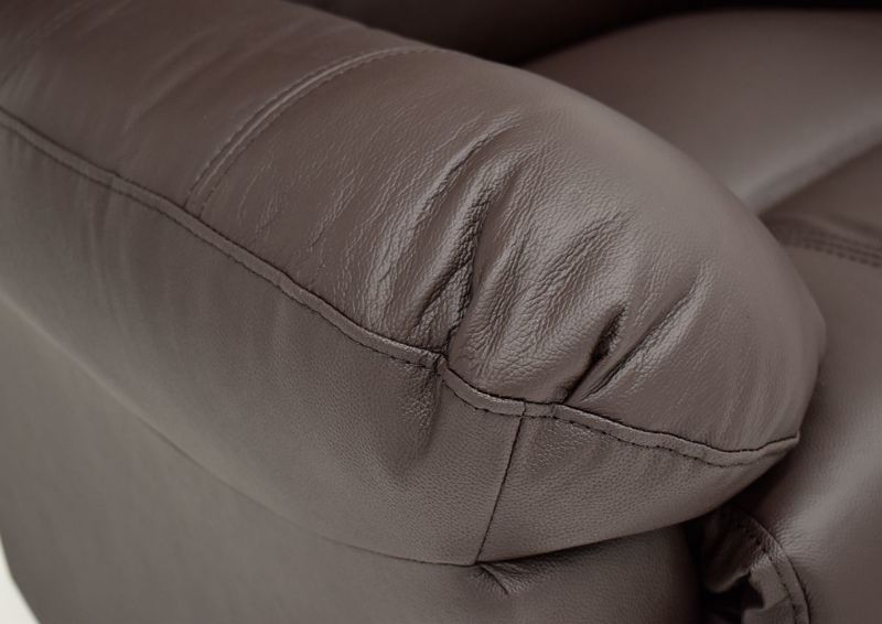 Dark Brown Zaynah Leather Rocker Recliner by Best Home Furnishings Showing the Pillow Arm Detail, Made in the USA | Home Furniture Plus Bedding