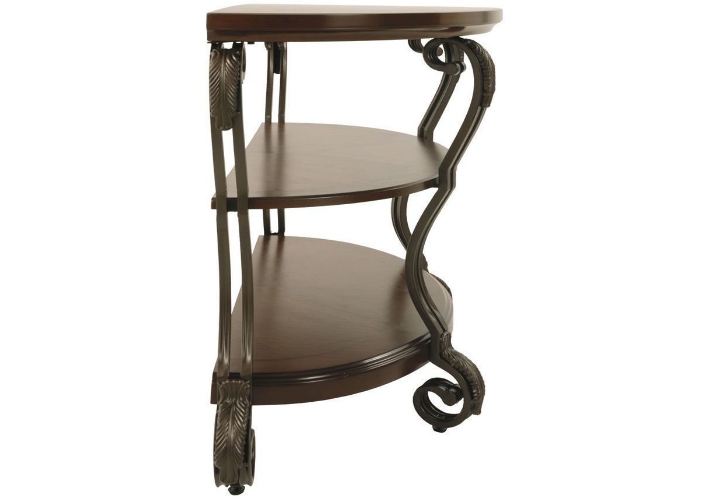 Brown Nestor Sofa/Console Table by Ashley Furniture Showing the Side View | Home Furniture Plus Bedding