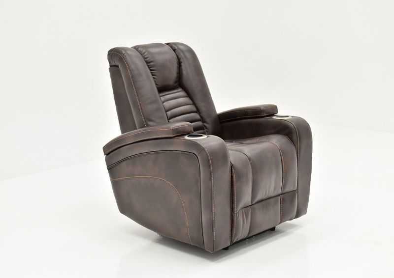 Dark Brown Milan POWER Recliner by Cheers Man Wah Showing the Angle View | Home Furniture Plus Bedding