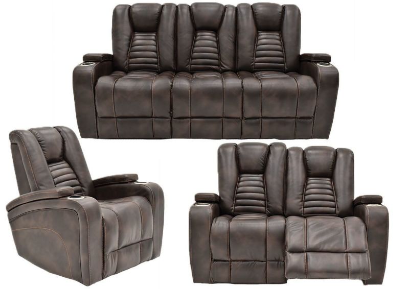Dark Brown Milan POWER Reclining Sofa Set by Cheers Man Wah Showing the Group  | Home Furniture Plus Bedding