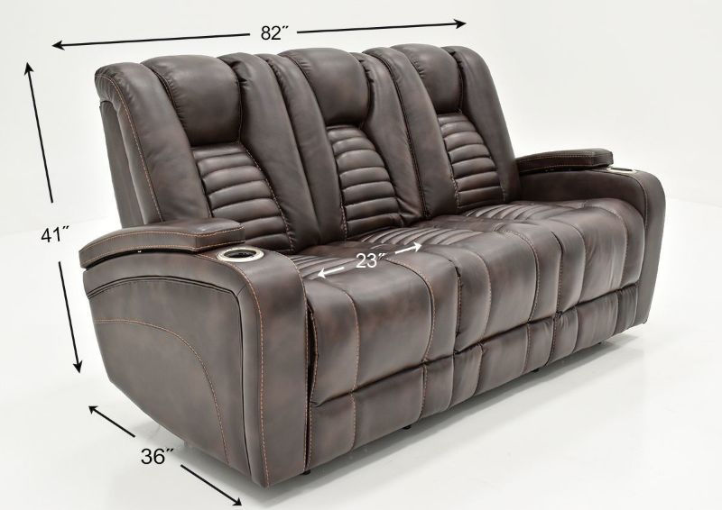 Dimension Details on the Dark Brown Milan POWER Reclining Sofa by Cheers Man Wah | Home Furniture Plus Bedding