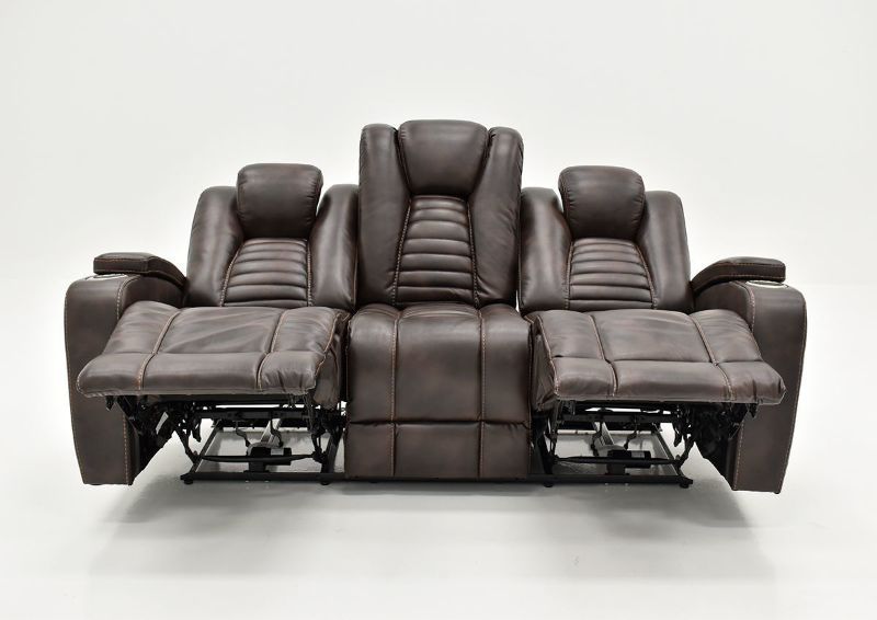 Front Facing View of the Fully Reclined Dark Brown Milan POWER Reclining Sofa by Cheers Man Wah | Home Furniture Plus Bedding