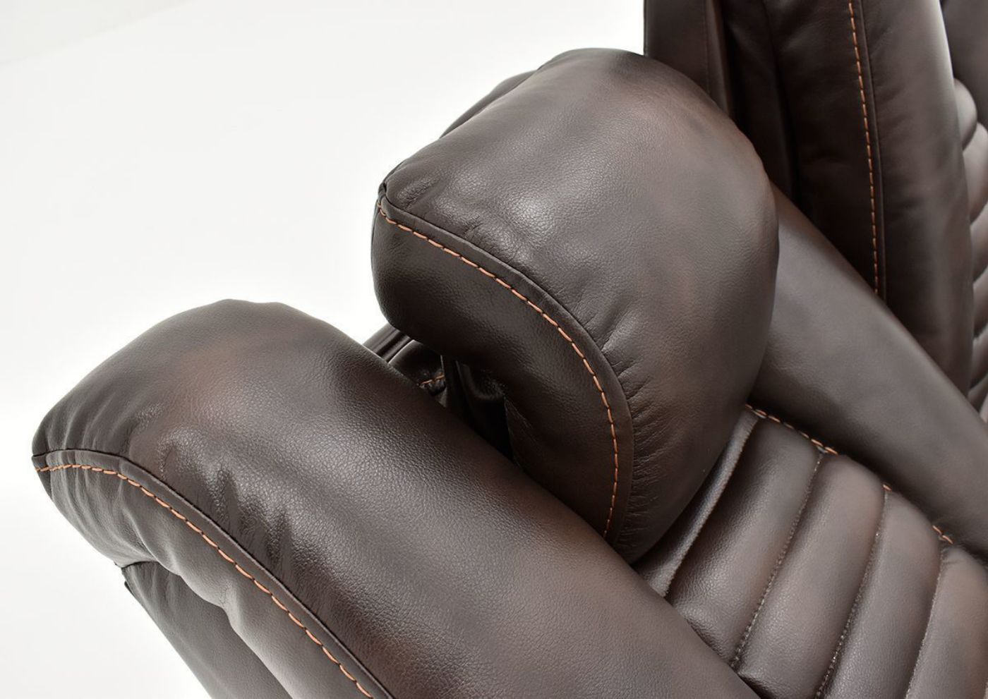 Close Up View of the Adjustable Headrest on the Dark Brown Milan POWER Reclining Sofa by Cheers Man Wah | Home Furniture Plus Bedding