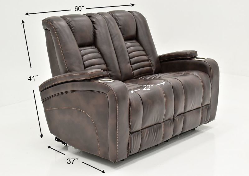 Dimension Details on the Dark Brown Milan POWER Reclining Loveseat by Cheers Man Wah | Home Furniture Plus Bedding