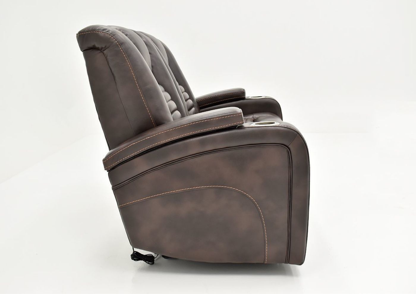 Side Facing View of the Dark Brown Milan POWER Reclining Loveseat by Cheers Man Wah | Home Furniture Plus Bedding