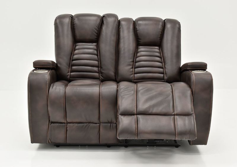 Front Facing View with One Chaise Slightly Lifted on the Dark Brown Milan POWER Reclining Loveseat by Cheers Man Wah | Home Furniture Plus Bedding