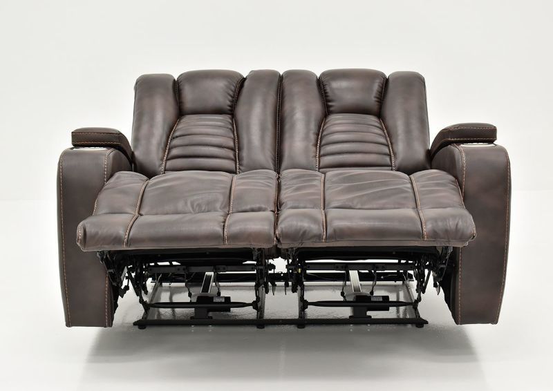 Front Facing View of the Fully Reclined Dark Brown Milan POWER Reclining Loveseat by Cheers Man Wah | Home Furniture Plus Bedding