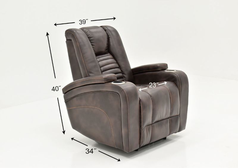 Dimension Details on the Dark Brown Milan POWER Recliner by Cheers Man Wah Showing the Angle View | Home Furniture Plus Bedding