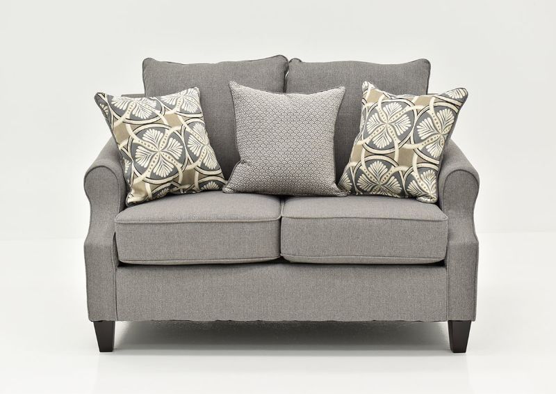 Gray Bay Ridge Loveseat by Behold Showing the Front View, Made in the USA | Home Furniture Plus Bedding