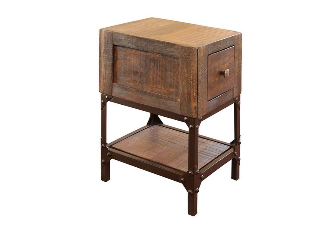 Golden Brown Urban Chairside End Table by International Furniture Showing the Angle View | Home Furniture Plus Bedding