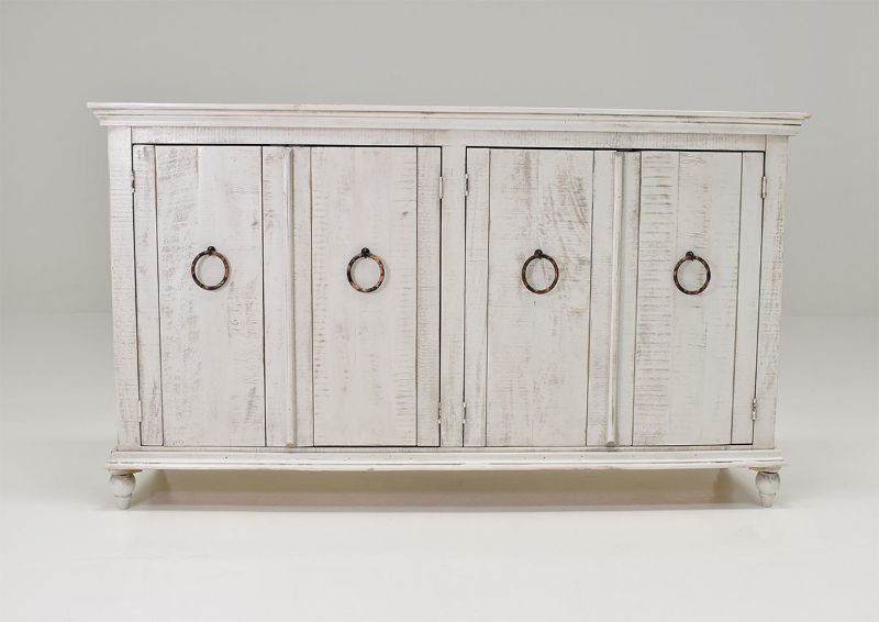 White Capri 4 Door Cabinet by International Furniture Showing the Front View | Home Furniture Plus Bedding