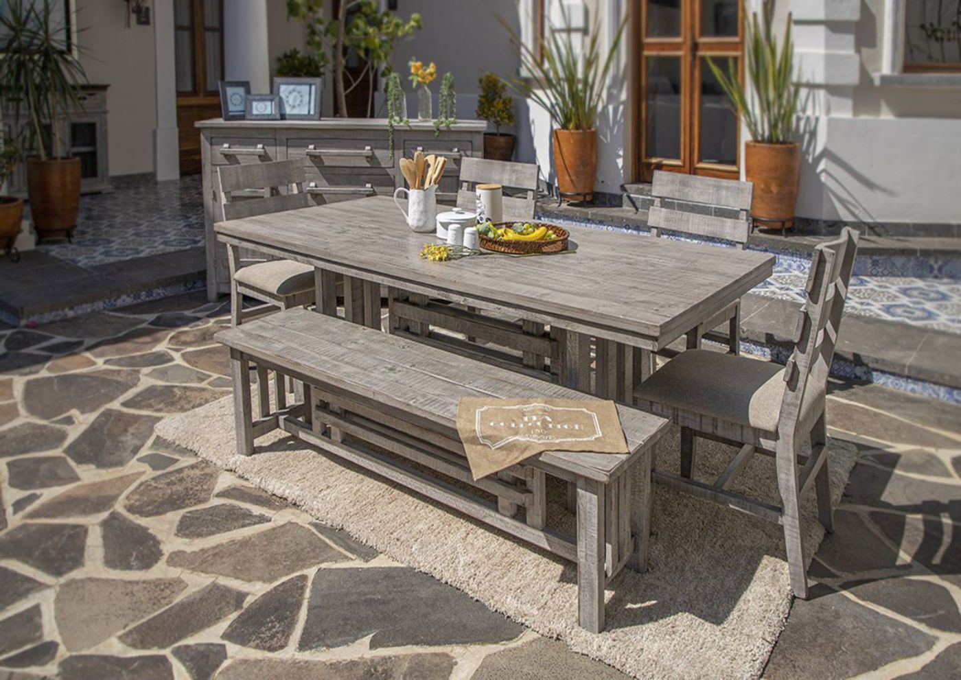 Gray San Andres 6 Piece Dining Set by International Furniture Showing the Room View | Home Furniture Plus Bedding