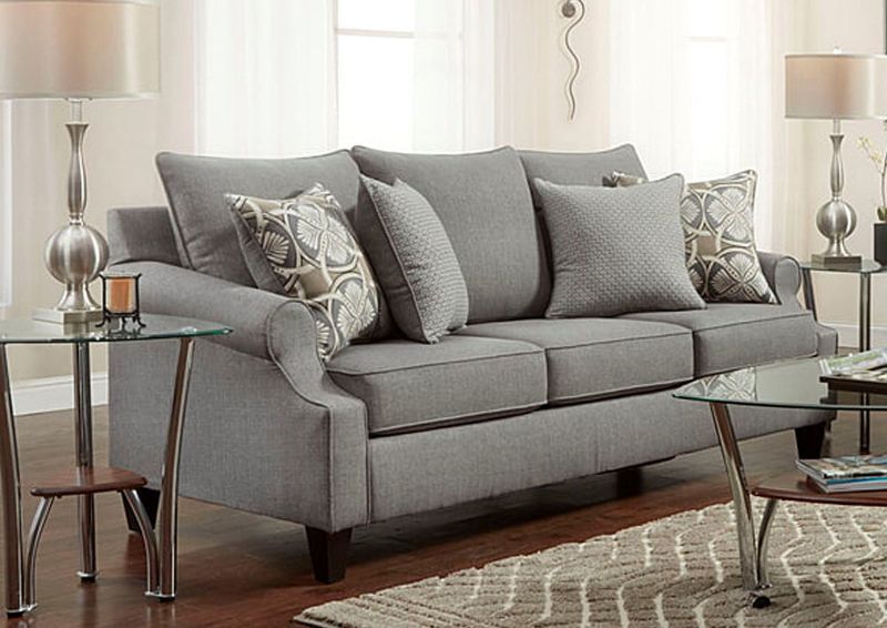 Gray Bay Ridge Sofa by Behold Showing the Room View , Made in the USA | Home Furniture Plus Bedding
