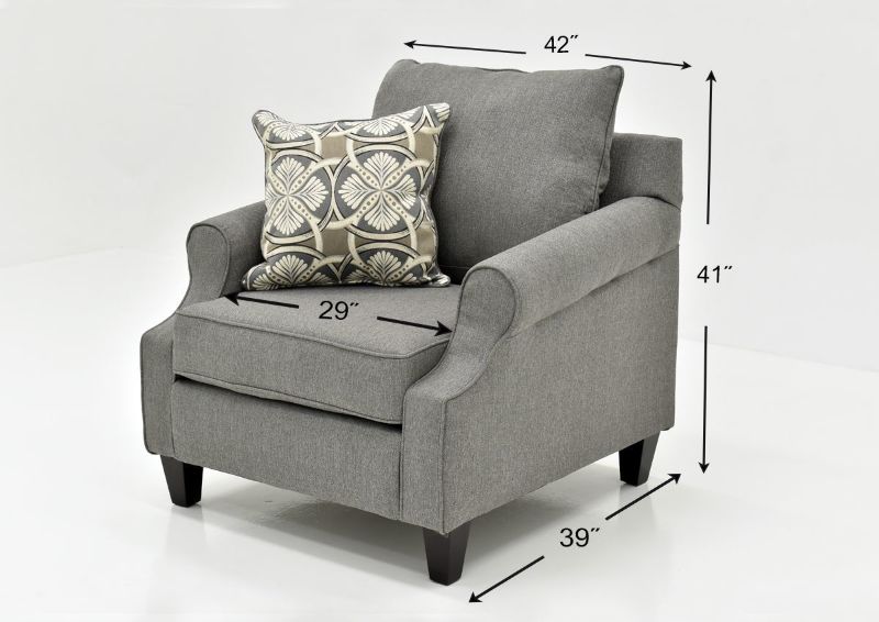 Gray Bay Ridge Chair by Behold Furniture Showing the Dimensions | Home Furniture Plus Bedding