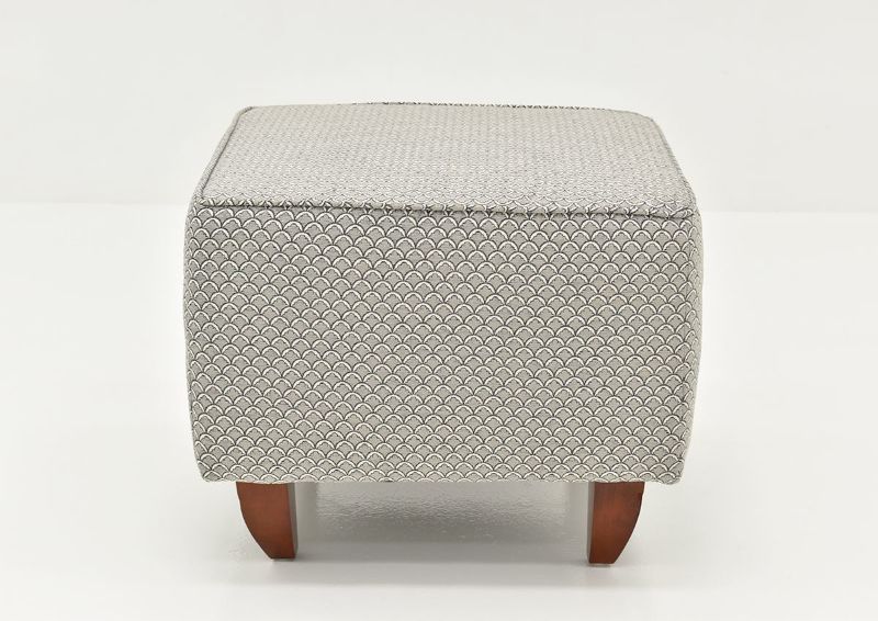 Gray Bay Ridge Ottoman by Behold Showing the Side View, Made in the USA | Home Furniture Plus Bedding