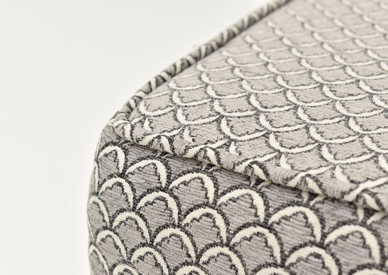 Gray Bay Ridge Ottoman by Behold Showing the Top Trim Upholstery Detail, Made in the USA | Home Furniture Plus Bedding