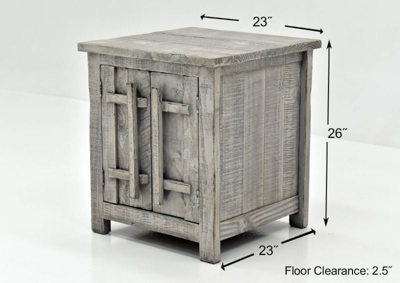 Gray San Andres End Table by International Furniture Showing the Dimensions | Home Furniture Plus Bedding