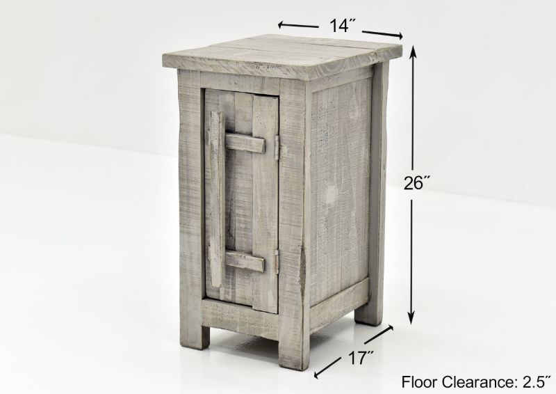 Gray San Andres Chairside End Table by International Furniture Showing the Dimensions | Home Furniture Plus Bedding