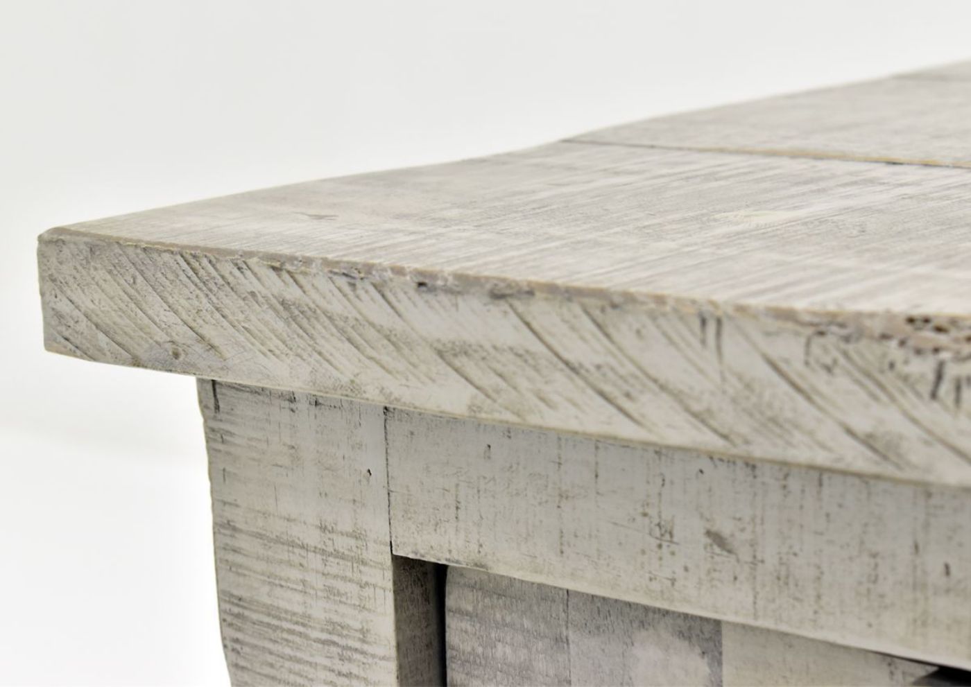 Gray San Andres Chairside End Table by International Furniture Showing the Corner Wood Detail | Home Furniture Plus Bedding
