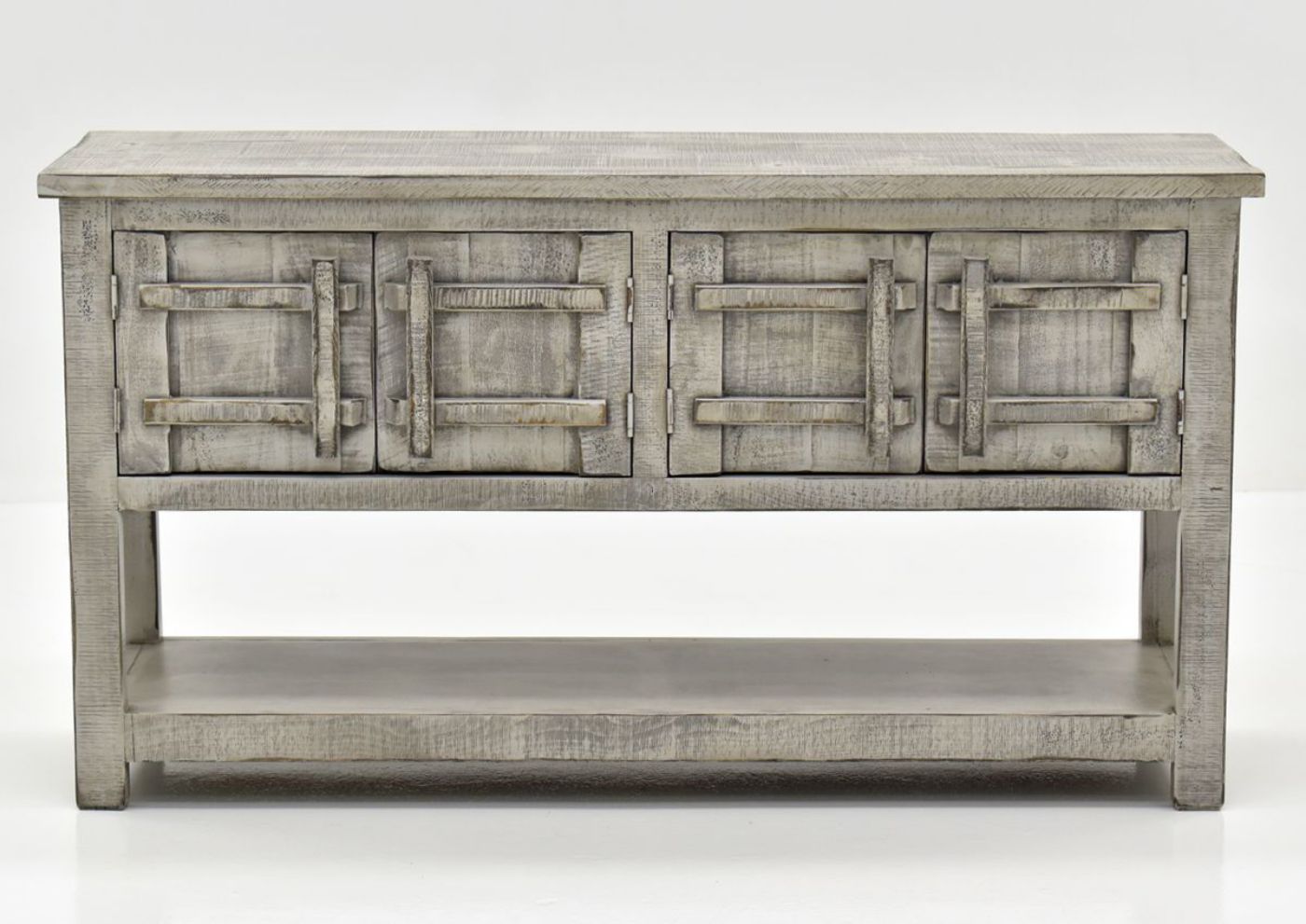 Gray San Andres Sofa Table by International Furniture Showing the Front View | Home Furniture Plus Bedding