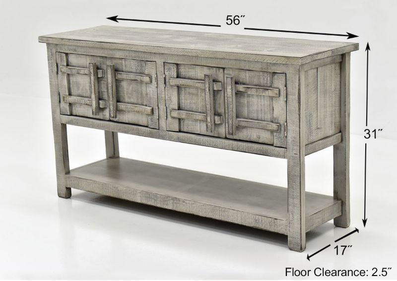 Gray San Andres Sofa Table by International Furniture Showing the Dimensions | Home Furniture Plus Bedding