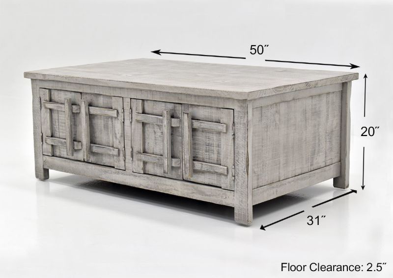Gray San Andres Coffee Table by International Furniture Showing the Dimensions | Home Furniture Plus Bedding