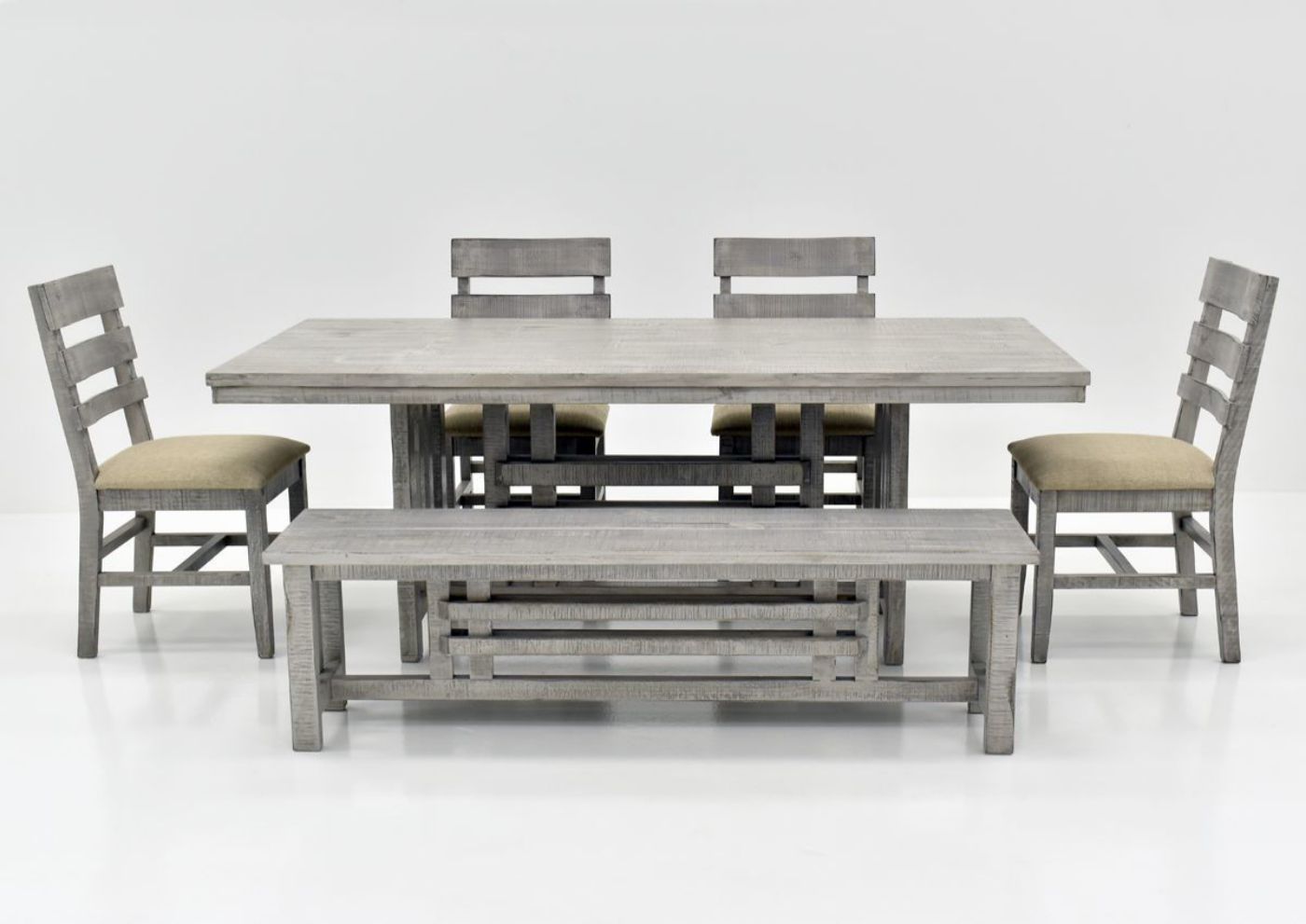 Gray San Andres 6 Piece Dining Set by International Furniture Showing the Front View | Home Furniture Plus Bedding