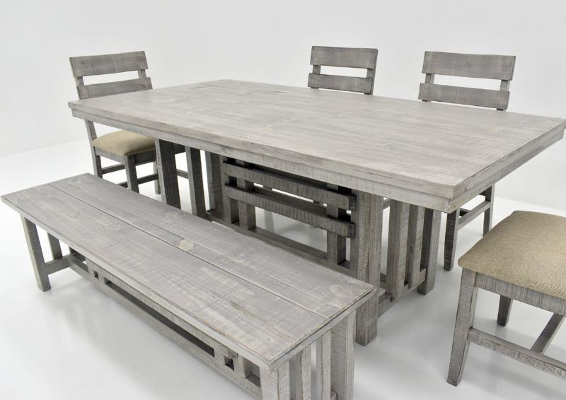 Gray San Andres 6 Piece Dining Set by International Furniture Showing A Closer Angle View | Home Furniture Plus Bedding