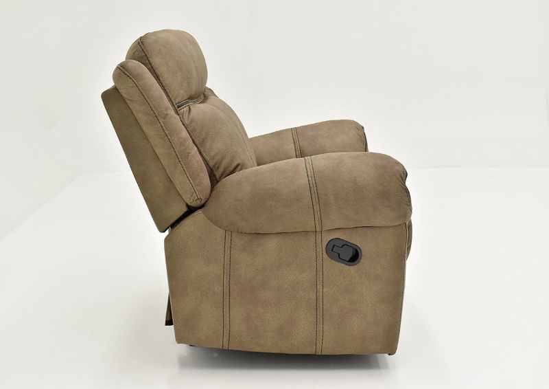 Brown Sorrento Glider Recliner By Lane Furniture Showing the Side View | Home Furniture Plus Bedding