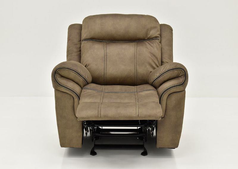 Brown Sorrento Glider Recliner By Lane Furniture Showing the Front View With the Chaise Open | Home Furniture Plus Bedding