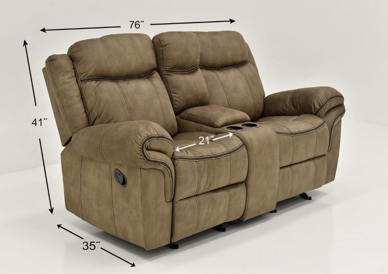 Brown Sorrento Reclining Sofa Set by Lane Showing the Loveseat Dimensions, Made in the USA | Home Furniture Plus Bedding