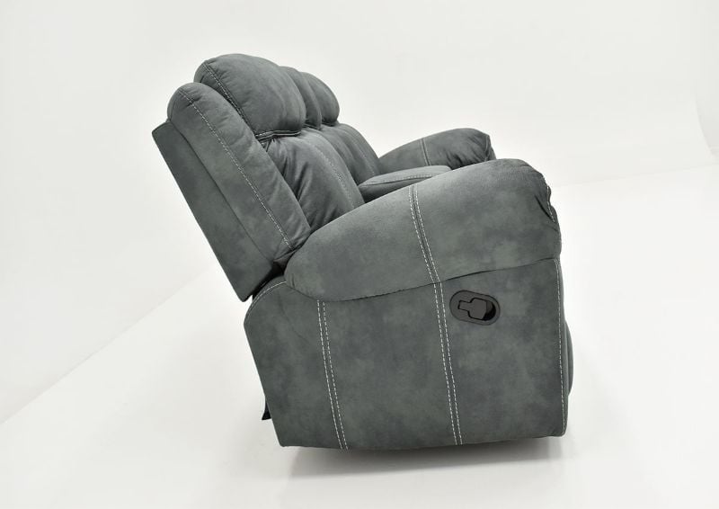 Gray Sorrento Reclining Glider Loveseat By Lane Furniture Showing the Side View | Home Furniture Plus Bedding