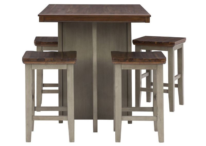 Brown and Gray Lettner 5 Piece Pub Dining Table Set by Ashley Furniture Showing the Side View | Home Furniture Plus Bedding