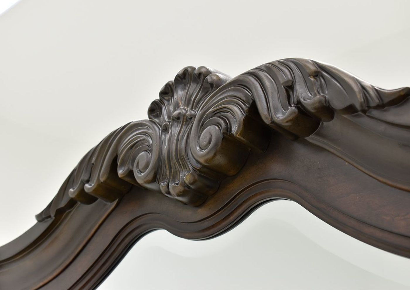 Cherry Brown Devonshire Dresser with Mirror by Avalon Showing the Mirror Carved Detail | Home Furniture Plus Bedding