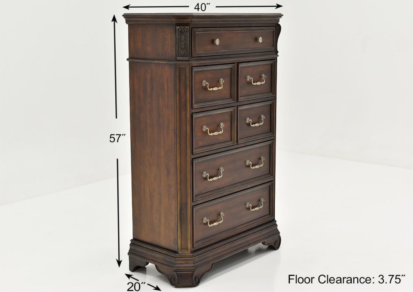 Cherry Brown Devonshire Chest of Drawers by Avalon Showing the Dimensions | Home Furniture Plus Bedding